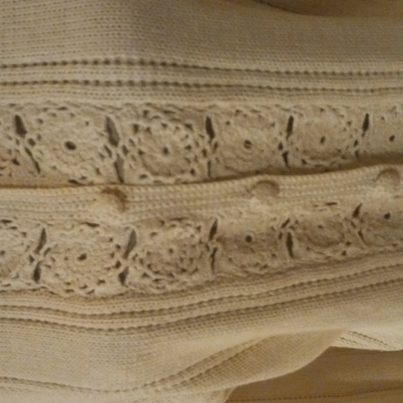 A soft cream, lacey sweater.button down front - Picture 2 of 5